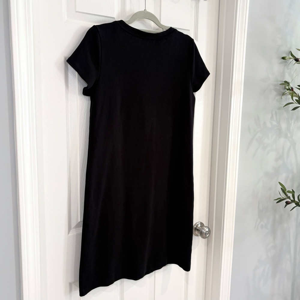 Talbots Black Short-Sleeve Classic Knit Dress Gold Hardware Women M 100% Cotton - Picture 8 of 11